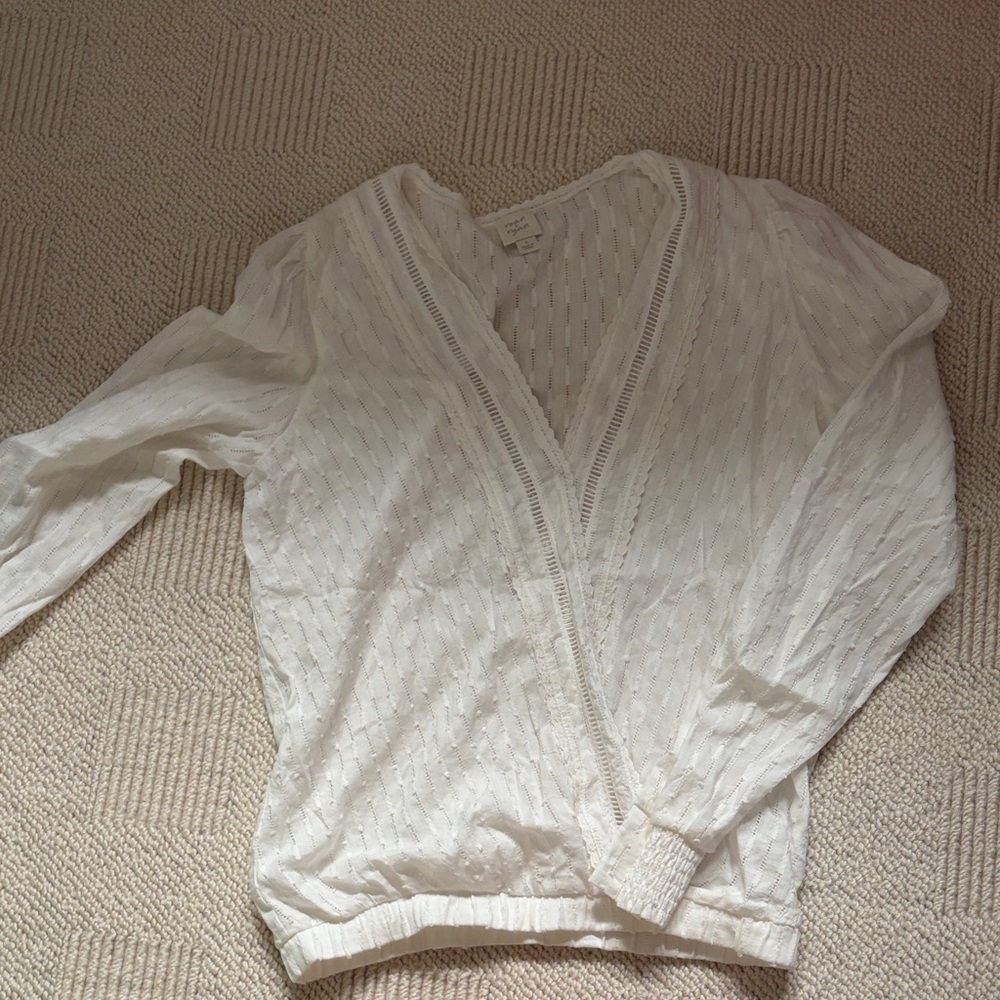 Lightweight White V-Neck Blouse